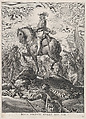 Plate 8: Ferdinand on horseback crossing the Alps; from Guillielmus Becanus's 'Serenissimi Principis Ferdinandi, Hispaniarum Infantis...', Pieter de Jode II Flemish, Engraving