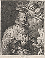 Plate 2: Portrait of Philip IV, King of Spain, being crowned; from Guillielmus Becanus's 'Serenissimi Principis Ferdinandi, Hispaniarum Infantis...', Johannes Meursius Flemish, Engraving