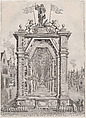 Plate 40: Design for festival architecture honoring the Spanish Prince Ferdinand's triumphal entry into the city of Ghent, January 28, 1635; from Guillielmus Becanus's 'Serenissimi Principis Ferdinandi, Hispaniarum Infantis...', Johannes Meursius Flemish, Etching