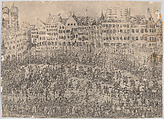 How one entered the church (Folgt wie man zur Kirchen gangen), from a series depicting the wedding of Wolfgang Wilhelm, Duke of Pfalz-Neuberg, Pfalzgraf, and Magdalena, Duchess of Bavaria, in Munich, 1613 (Plate 4), Wilhelm Peter Zimmermann German, Etching