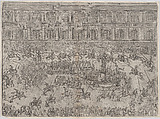 The running of the Quintana and the breaking of the spears (Zu der Quintana rennen und Spiess brechen), from a series depicting the wedding of Wolfgang Wilhelm, Duke of Pfalz-Neuberg, Pfalzgraf, and Magdalena, Duchess of Bavaria, in Munich, 1613 (Plate 10), Wilhelm Peter Zimmermann German, Etching