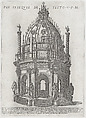 Catafalque for Pope Sixtus V; from 'Libro De Catafalchi, Tabernacoli, con varij designi di Porte fenestre et altri ornamenti di Architettura', Giovanni Maggi  Italian, Engraving