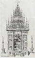 Design of the catafalque for the exequies of the Marchesa di Villena in San Giacomo degli Spagnoli, Rome; from 'Libro De Catafalchi, Tabernacoli, con varij designi di Porte fenestre et altri ornamenti di Architettura', Anonymous, Engraving