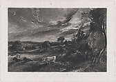 Summer Evening, David Lucas  British, Mezzotint; proof before published state