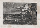Summer Evening, David Lucas British, Mezzotint; proof before published state