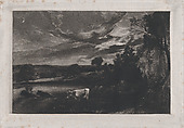Summer Evening, David Lucas  British, Mezzotint; proof before published state