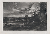Summer Evening, David Lucas  British, Mezzotint on chine collé; proof before published state