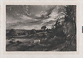 Summer Evening, David Lucas  British, Mezzotint; proof before published state