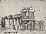 Transitorium Caesaris [formerly Teatrum Bordeos], from a Series of 24 Depicting (Reconstructed) Buildings from Roman Antiquity, Anonymous, Italian, 16th century, Engraving