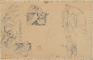 Studies of Weapons, Shields, and Helmets, for the Salon du Roi, Palais Bourbon, Eugène Delacroix  French, Graphite