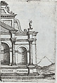 Palatium Caesaris Parisiis, from a Series of Prints depicting (reconstructed) Buildings from Roman Antiquity, Formerly attributed to Monogrammist G.A. & the Caltrop (Italian, 1530–1540), Engraving [plate slightly moved during printing]