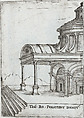 Pinaculu Termar, from a Series of Prints depicting (reconstructed) Buildings from Roman Antiquity, Formerly attributed to Monogrammist G.A. & the Caltrop (Italian, 1530–1540), Engraving [plate has very sharp edges]