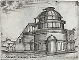 Palatium Claudie Imperatoris, from a Series of Prints depicting (reconstructed) Buildings from Roman Antiquity, Monogrammist G.A. with the Caltrop  Italian, Engraving