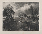 A Lock on the Stour, David Lucas  British, Mezzotint on chine collé; proof before published state