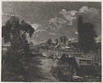 A Lock on the Stour, David Lucas  British, Mezzotint on chine collé; proof before published state
