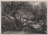 Jacques and the Wounded Stag (Shakespeare, As You Like It, Act 2, Scene 1), David Lucas (British, Geddington Chase, Northamptonshire 1802–1881 London), Mezzotint touched with white chalk; proof before published state