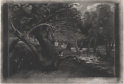 Jacques and the Wounded Stag (Shakespeare, As You Like It, Act 2, Scene 1), David Lucas (British, Geddington Chase, Northamptonshire 1802–1881 London), Mezzotint touched with white chalk; proof before published state
