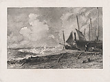 A Sea Beach, David Lucas  British, Mezzotint; proof before published state
