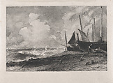 A Sea Beach, David Lucas  British, Mezzotint on chine collé; proof before published state