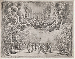 Stage design with allegorical figures; from 'L'Idea di tutti le perfezioni ... Piacenza', Carlo Antonio Forti  Italian, Etching