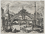 Riverscape with a Double Bridge, Lucas Gassel  Netherlandish, Etching and engraving