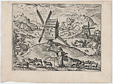 Landscape with Windmills and Christ as Good Shepherd, Lucas Gassel  Netherlandish, Etching and engraving
