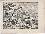 River Valley with Obelisk, Lucas Gassel  Netherlandish, Etching and engraving