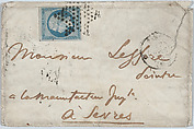 Letter to Émille-Aubert Lessore, with envelope, Eugène Delacroix (French, Charenton-Saint-Maurice 1798–1863 Paris), Pen and brown ink
