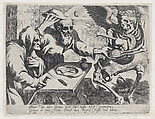 Old Couple and Death with Bagpipes, Werner van den Valckert  Dutch, Etching with engraving; second state of four