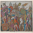 Sheet 2: A Triumphal Chariot, from "The Triumph of Julius Caesar", Andrea Andreani Italian, Hand-colored woodcut