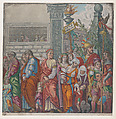 Sheet 7: Procession, from "The Triumph of Julius Caesar", Andrea Andreani  Italian, Hand-colored woodcut