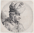 Portrait of a Man with a Large Feather in His Hat, Andries Both Dutch, Etching; second state