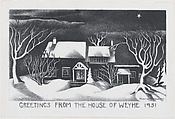 Christmas Card for Weyhe Gallery, Victoria Hutson Huntley American, Lithograph