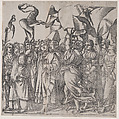 Section C: female martyrs and saints holding banners, from "The Triumph of Christ", Andrea Andreani Italian, Lithograph copy of a woodcut