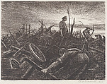 After a German Retreat: Labour Battalion Making a Road through a Captured Village, Christopher Richard Wynne Nevinson British, Lithograph