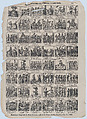 Broadside with 48 scenes relating to the carnival in Barcelona, José Noguera  Spanish, Wood engraving
