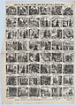 Broadside with 48 scenes relating to the life of Saint Roch (Roque), José Noguera  Spanish, Wood engraving