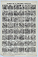 Broadside with 48 scenes illustrating Christian doctrine, Juan Llorens  Spanish, Wood engraving on green paper