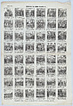 Broadside with 48 scenes relating to the reign of Queen Isabel II, José Noguera Spanish, Wood engraving