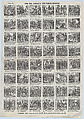 Broadside with 48 scenes relating to life of the Carlist general of Spain, Ramon Cabrera y Griñó, José Noguera  Spanish, Wood engraving