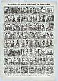 Broadside with 48 scenes depicting the antics of the shoemaker's apprentice, José Noguera  Spanish, Wood engraving