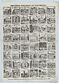 Broadside with 48 views of notable houses in Barcelona, José Noguera  Spanish, Wood engraving