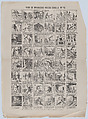 Broadside with 48 scenes depicting the life of Mr Thin, Antonio Bosch  Spanish, Lithographic reproduction of an etching