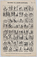 Broadside with 48 scenes depicting the story of the Dwarf Barrabás, Antonio Bosch  Spanish, Lithographic reproduction of an etching
