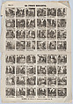 Broadside with 48 scenes relating to the errant Jew, José María Marés Spanish, Wood engraving