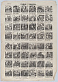 Broadside with 48 scenes relating to the live of Pablo and Virginia, José María Marés  Spanish, Wood engraving