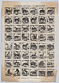 Broadside with 48 scenes of quadrupeds (animals), José María Marés Spanish, Wood engraving