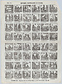 Broadside with 48 scenes depicting Spanish refrains (colloquial sayings) in action, José María Marés  Spanish, Wood engraving