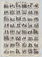 Broadside with 48 scenes showing the adventures of Gil-Blas de Santillana, José María Marés  Spanish, Woodcut