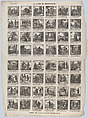 Broadside with 48 scenes relating the story of the Count on Montecristo, José María Marés  Spanish, Wood engraving